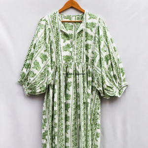 Beautiful floral Cotton Block Printed dress Dress For Casual wear Hand Block Printed Dress - Product Image 2