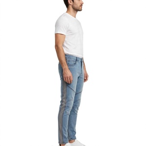 Pantalones Vaqueros de Mezclilla para Hombre, Color Personalizado, Lavado a la Piedra, Corte Recto, Cintura Media, Transpirables, Casuales, de Algodón, Estilo Veraniego - Product Image 3