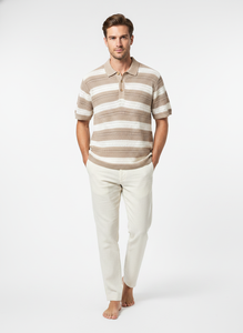 Pull en tricot de laine rayé personnalisé fabriqué sur mesure, polo en coton à manches courtes pour homme - Product Image 5