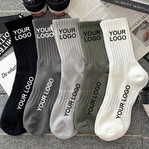 Chaussettes de sport personnalisées SPARKWELL INDUSTRY pour hommes, 100 % coton, respirantes, tricotées, absorbant la transpiration, avec logo sur le revers, couleur unie - Product Image 4