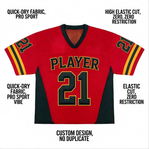 Maillots de football 100% coton pour hommes, tenues de sport respirantes à séchage rapide, ensembles à col en V avec numéros et noms d'équipe - Product Image 4