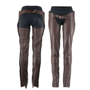 Chaparreras de cuero genuino para montar a caballo, chaparreras profesionales de equitación, estilo vaquero occidental, chaparreras de protección para las piernas. - Product Image 1