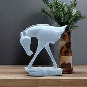Decoración Moderna Abstracta de Animales para Sala de Estar, Repisa, Mesa, Arte Minimalista, Escultura de Caballo de Cerámica Blanca - Product Image 1