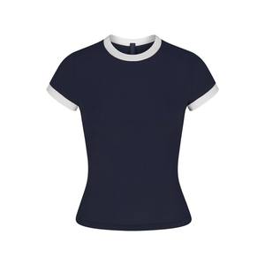 <b>Women</b> Slim Fit Casual <b>Tank</b> <b>Top</b> Contrast Sleeve Tee Short Sleeve Sportswear Yoga Activewear Breathable Ribbed <b>Knit</b> Front Color - Product Image 3