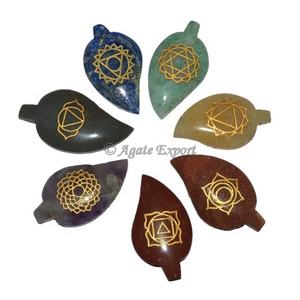Ensembles de guérison des 7 chakras, pierres de cristal de reiki gravées en agate, forme ovale, thème de l'amour Feng Shui, décoration de la maison - Product Image 4