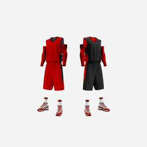 Custom Sublimation Basketball Uniform Reversible Jersey Set <b>Long</b> <b>Sleeve</b> <b>Vest</b> Shorts Team Sports Kit - Product Image 1