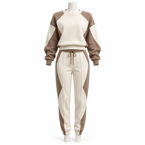 Ensemble pantalon décontracté à manches longues de couleur unie, respirant, 100 % coton, coupe régulière, haute qualité, personnalisé, pour femme, rouge à capuche - Product Image 1