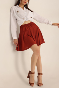 Jupe décontractée écologique pour femme, 100 % polyester, design portefeuille, taille haute, mini, grande taille, tendance pour l'extérieur, vente en gros - Product Image 4