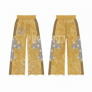 Pantalones Anchos Oversize al por Mayor con Diseño de Estrella de Diamantes de Imitación Personalizado, de Cintura Alta, Ajuste Holgado, Estilo Urbano, Pantalones de Chándal - Product Image 5
