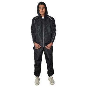 Ensemble sweat à capuche zippé et pantalon pour homme grande taille en polyester/nylon, taille élastique réfléchissante, streetwear personnalisé 2 pièces - Product Image 4