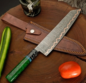 Couteau de cuisine LEGACY BLADES en acier Damas cuivré de qualité supérieure, manche en résine fait main, logo personnalisé, fabricant OEM en gros - Product Image 5