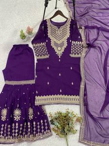 Presenting New Premium Quality With Embroidery Sequence Worked Top-Plazzo And Dupatta Set Fully Stitched Ready To Wear - Product Image 4