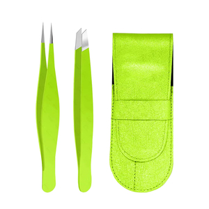 Pinzas Profesionales para Cejas con Punta Puntiaguda, Acero Inoxidable, Herramienta de Belleza de Precisión, Reutilizables, para Depilación, con Estuche Verde Moderno Incluido - Product Image 1