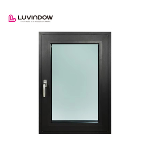 Fenêtres modernes en aluminium à double vitrage à rupture de pont thermique, résistantes aux impacts, style ouverture à battant noir pour villas - Product Image 4