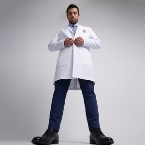 Bata de laboratorio médica hecha con tela de primera calidad que garantiza durabilidad, facilidad de movimiento y estilo profesional en todo el trabajo. - Product Image 5