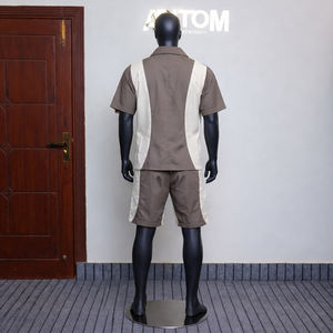 Ensemble short et t-shirt décontracté d'été pour homme avec logo personnalisé, nouveau design, sérigraphié, deux pièces, contraste de couleurs, en nylon - Product Image 3