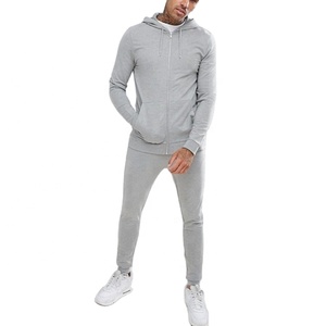 Factory Direct Wholesale Men's Homme Plain Fleece Hooded Track Suit WIth Full Zip Survetement Blank Zipper Sweat Suit - Product Image 1