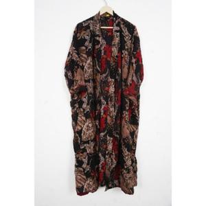 Elegant Summer Beach Vintage Women's Colorful Floral Print Holiday Boho Loose Long Silk Kimono Style Robe <b>Cardigan</b> - Product Image 3