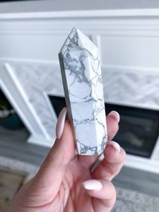 Top Selling High Quality Dynamic Crystal Howlite Crystal <b>Wand</b> Obelisk Point Carved Smooth Polished White Gemstone Tower Energy - Product Image 3