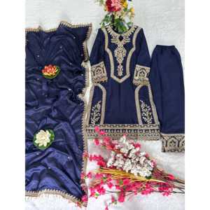 Magnifique dupatta rouge haut-bas fantaisie pour les fêtes, vêtements indiens et pakistanais par Kavya Fab - Product Image 4