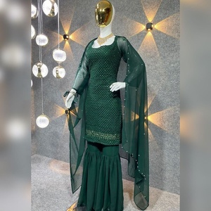 Traje Salwar Kameez de Georgette Étnico Indio para Mujer, Listo para Usar, con Bordado y Dupatta, para Fiestas y Festivales, Personalizable para Adultos - Product Image 5