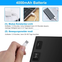 Lampe murale LED rechargeable par USB en aluminium avec détecteur de mouvement, batterie 4000 mAh, blanc chaud, pour chambre à coucher, salon, escaliers et couloir