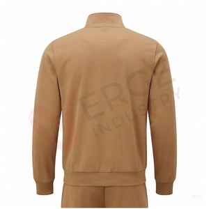 Veste de survêtement marron pour homme, manches longues, col montant, fermeture éclair sur le devant, couleur unie, respirante, coupe décontractée, pour l'automne - Product Image 2