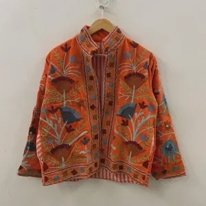 Velvet Floral Suzani Embroidered Jacket Uzbek Folk Festival Coat with Cotton Filling for Bomber <b>Duster</b> Outerwear At Cheap Price - Product Image 3