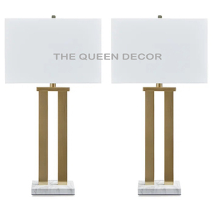 Sets Of 2 Hot Selling Gold Finish Bedside Table <b>Lamps</b> White Fabric Shade Office Hotel And Guest Room Indoor Festive Occasion - Product Image 4