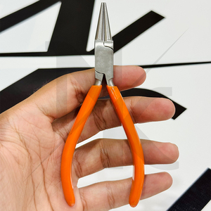 Pince à bec rond de qualité supérieure 120 mm sans ressort, en acier inoxydable, pour la création de boucles de fil, avec poignée en PVC, pour bijoux, perlage et travaux manuels - Product Image 2