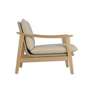 Fauteuil en teck massif de qualité export avec coussins moelleux, mobilier de salon moderne pour projets hôteliers - Product Image 3