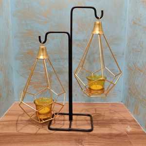 Geometric Iron Candle <b>Lanterns</b> Black Frame Hanging <b>Tea</b> <b>Light</b> Holders For Home Decoration Wedding - Product Image 2