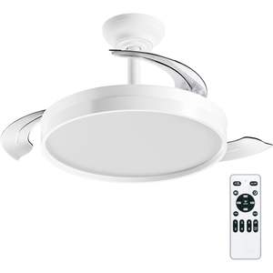 Ventilador de Techo con Luz de 72W y 7590lm, Ultra Silencioso, Invisible, con Control Remoto y Aspas Retráctiles, Luz Decorativa - Product Image 1
