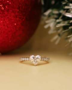 Bague en argent 925 avec moissanite cœur 1 carat, couleur D, taille excellente, sertie à griffes, étincelante, bijou de mariage et de fête - Product Image 2