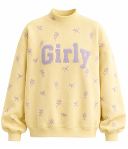 Sudadera Oversize de Cuello Alto para Mujer con Aplique de Guingán Personalizado, Bordado Casual y Logotipo, Proveedor OEM - Product Image 1