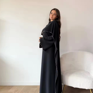 <b>Eid</b> Women Party <b>Dress</b> Abaya Beading Cape <b>Long</b> Sleeve Muslim Jalabiya Ramadan Solid Vestidos Largos Party <b>Dresses</b> Arab <b>Long</b> Robe - Product Image 4