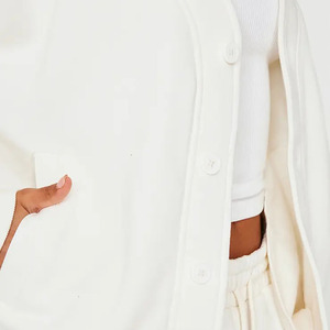 2026 Breathable Women's <b>White</b> Knitted <b>2</b>-<b>Piece</b> Casual <b>Set</b> Full Sleeve Loose Fit O-Neck Top Wide Leg Pants Solid Color Fleece <b>Set</b> - Product Image 3