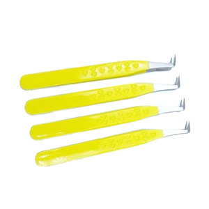 Pince à épiler antistatique en acier inoxydable et titane jaune de précision, lot de 4, pointe lisse pour le soin des sourcils et des cils - Product Image 1
