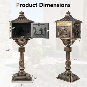 Cassetta Postale di Sicurezza Retrò in Alluminio Pressofuso con Sportello a Serranda, Cassetta delle Lettere Vintage - Product Image 4