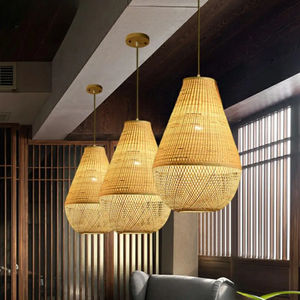 Abat-jour en bambou avec un design en bambou tissé naturel pour un éclairage suspendu décoratif - Product Image 2