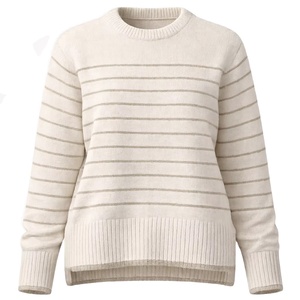 Pull-over long en maille côtelée douce et confortable pour femme, col montant, manches lanternes, très populaire - Product Image 1