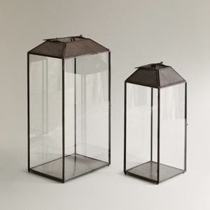 Europeo rústico nórdico inspirado moderno hogar boda decoraciones vidrio transparente Navidad linternas latón Metal hierro candelabros - Product Image 1