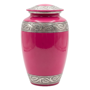 Urnes funéraires en aluminium pour adultes avec bande gravée, finition argentée et violette, pour cendres humaines. - Product Image 6