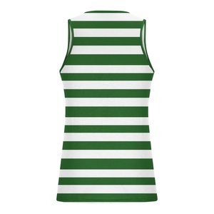 New Arrival Summer 100% Cotton Men's Green <b>White</b> Striped Sleeveless Tank Top O-Neck Casual Knitted Vest 220gsm Muscle Fit Tops - Product Image 2