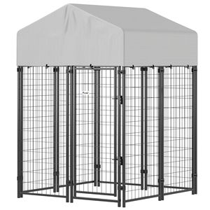 Caseta para Perros de Exterior Reforzada de 4FT x 4FT x 6FT con Techo, Corral de Alambre Soldado Tamaño XL con Cerradura a Prueba de Escapes - Product Image 1