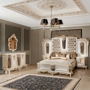 European Classical Turkish Style Bedroom Furniture Set Solid Wood Premium Velvet Tufted <b>Wardrobe</b> Nightstands King Size - Product Image 2