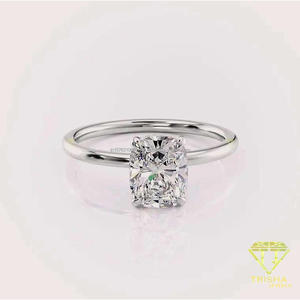 Cut Moissanite Vintage Engagement <b>Ring</b> Sterling <b>Silver</b> Hidden Halo Pav Band <b>Solitaire</b> Bridal <b>Ring</b> IGI Certified Elegant <b>Ring</b> - Product Image 5