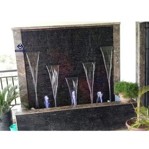 Fontaine d'eau à 2 niveaux en fibre de verre 2026, style traditionnel, peinte en blanc avec bassin bleu, autoportante, pour décoration de jardin extérieur - Product Image 3