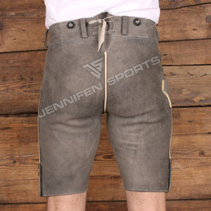 Costume bavarois pour hommes M-XL, Lederhosen court en cuir de vachette véritable, pour cosplay, festivals de bière allemands - Product Image 4