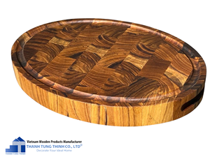 Planche à découper ronde en bois antidérapante pour la cuisine - Product Image 6